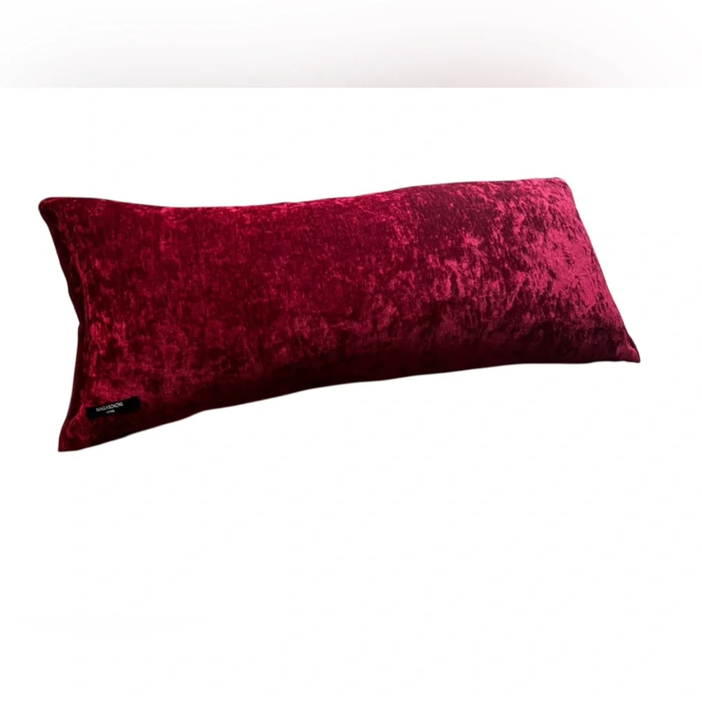 Merry Christmas Burgundy Velvet Throw Pillow
